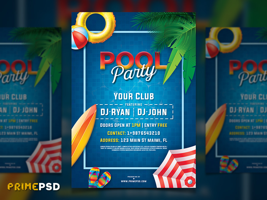 pool party flyer, party flyer, pool flyer, free flyer, psd flyer, pool party psd flyer, premium flyer, primepsd, prime psd, pool, flyer, freebies, psd freebies