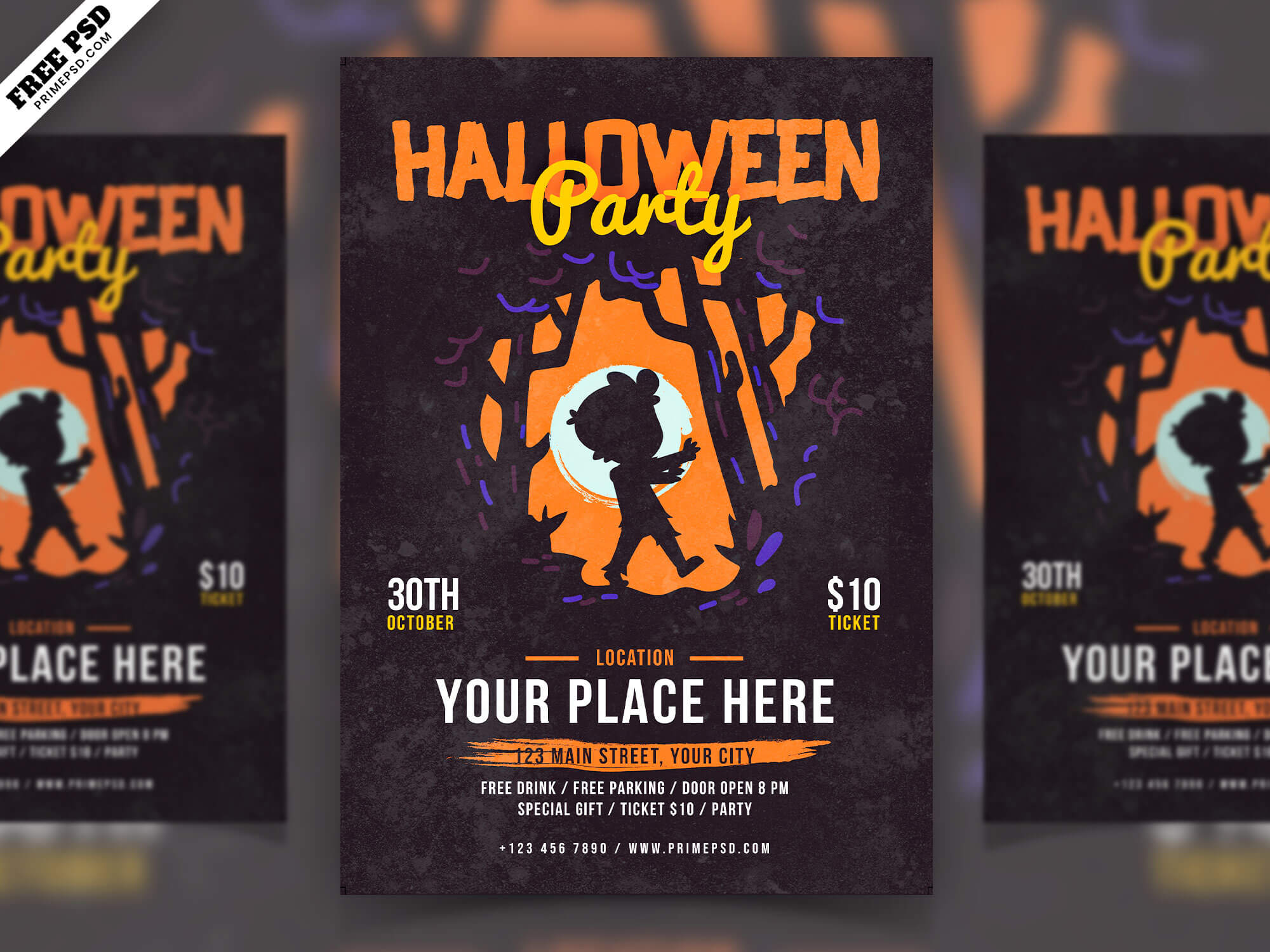 Halloween Party Flyer Free PSD Template - PrimePSD