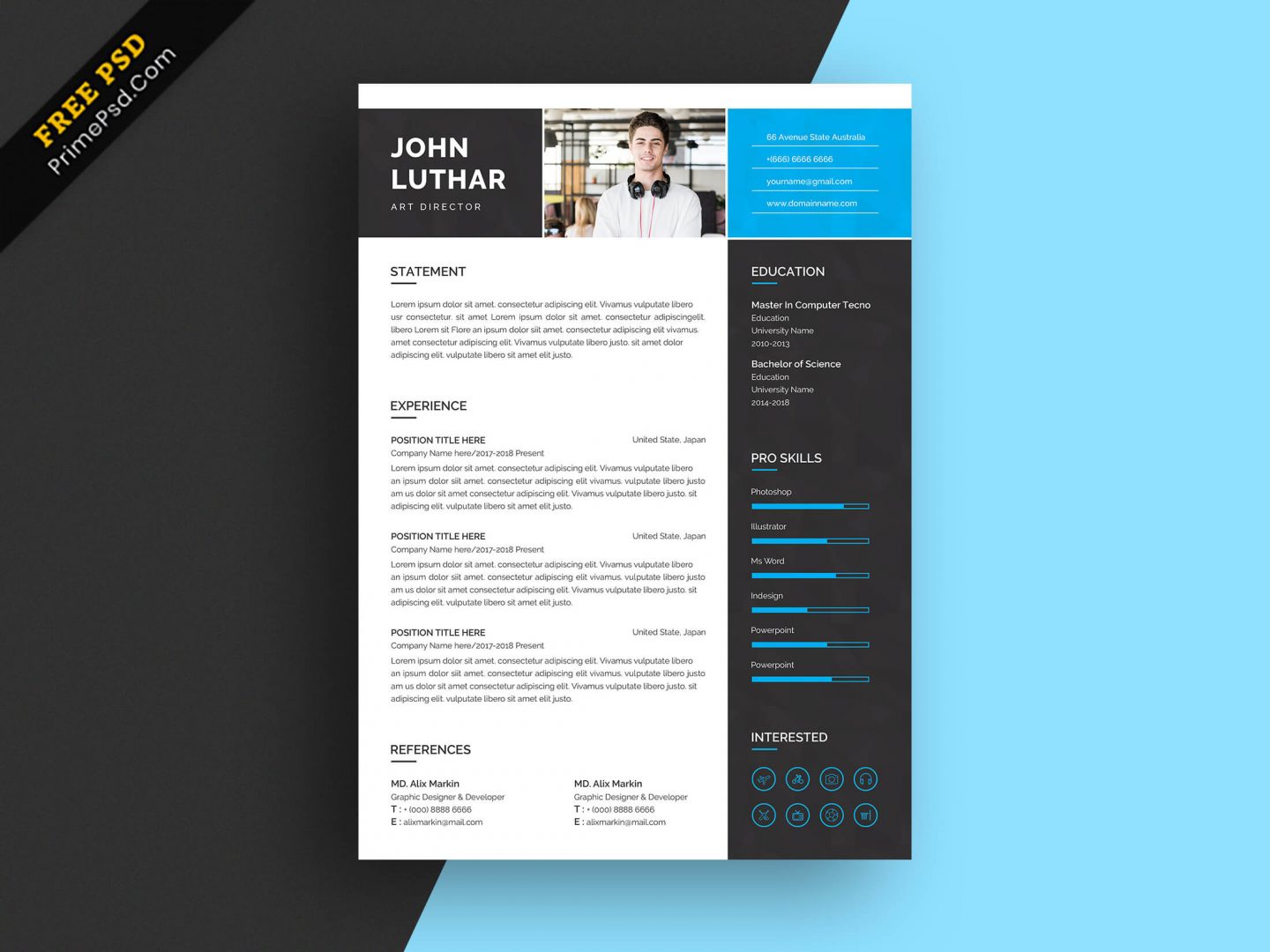 Primepsd a4 size resume template