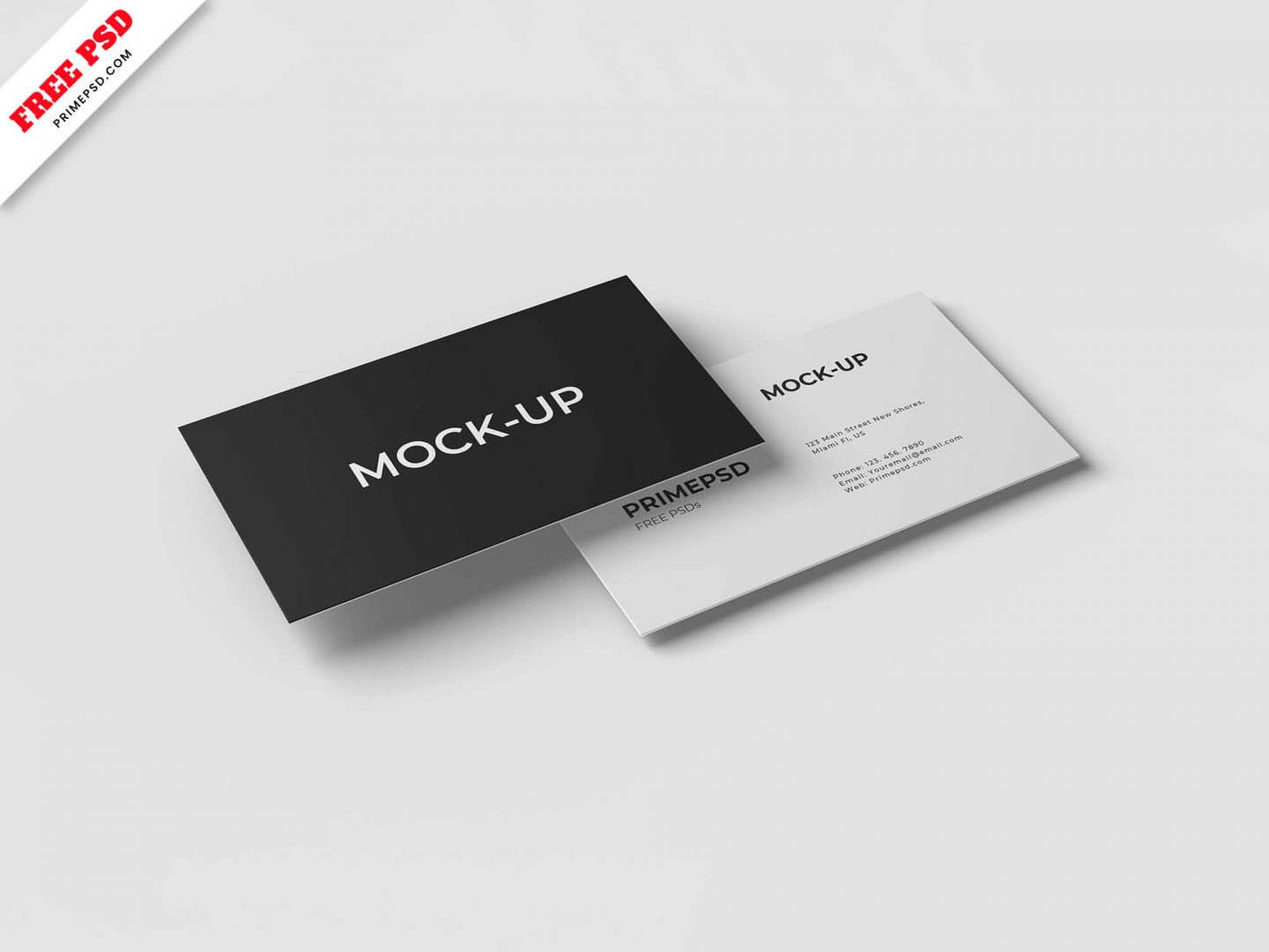 floating business card mockup