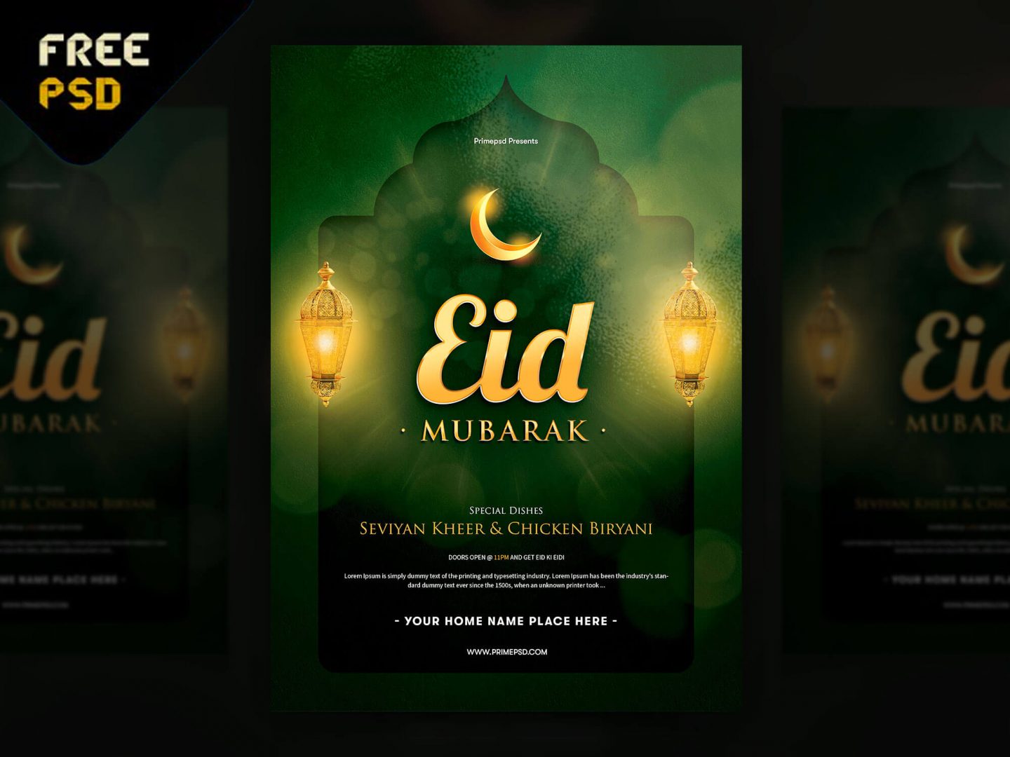 Eid mubarak, Eid mubarak flyer, Eid mubarak flyer psd, Eid mubarak free, Eid mubarak free flyer, primepsd, eid flyer psd, creative design, creative eid mubarak flyer, eid mubarak flyer green